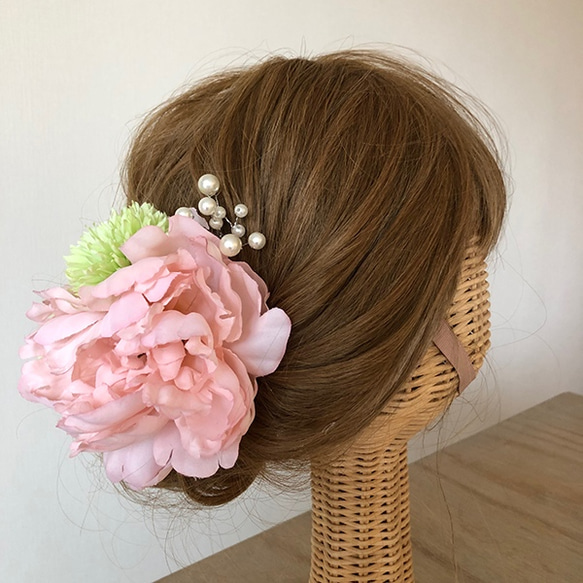 ウエディングヘッドピース 和装 成人式 パーティーの髪飾りヘッドドレスに【和装ピンク】 5枚目の画像