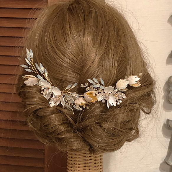 Ant新作 ブライダル ウエディングヘアアクセサリー ウェディングヘッドドレス wedding 【露草ヘッドアクセ】 10枚目の画像