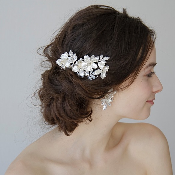 【再販】金or銀 ブライダル ウエディング ヘアアクセサリー イヤリング wedding 【アザレアイヤリング】 4枚目の画像