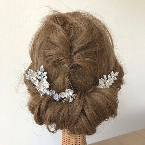 【再販】金or銀 ブライダル ウエディング ヘアアクセサリー イヤリング wedding 【アザレアイヤリング】 9枚目の画像