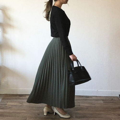 送0大人気シワにならない高見えペアスキン プリーツスカート 75cm