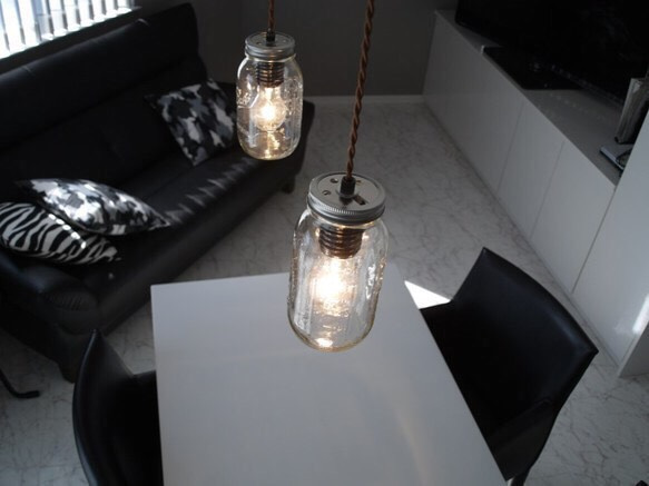 ペンダントライト　Maison Lamp（サイズM）メイソンジャー　LED対応　インテリア照明　モダン　レトロ 3枚目の画像
