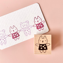 つなげて楽しい✴︎うさぎのぬいぐるみ（大）【ラバースタンプ】 2枚目の画像