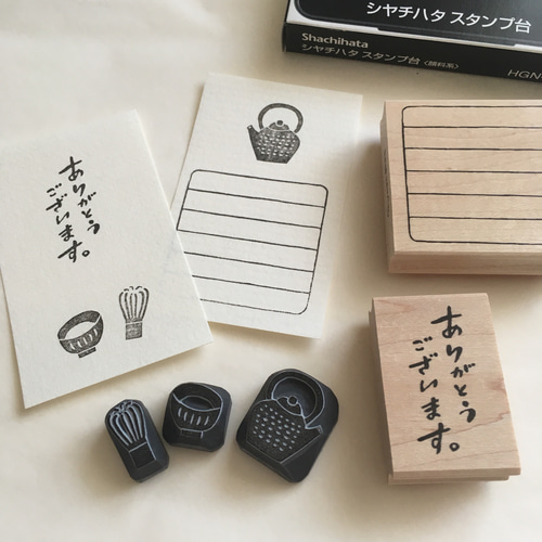 小さなお茶のはこ。消しゴムはんこ5個入り【手彫りはんこ】 はんこ