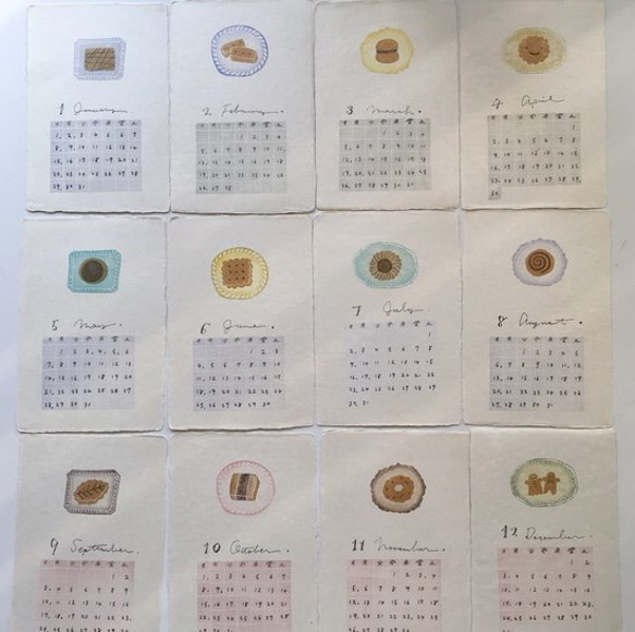 【送料無料】消しゴム版画の手漉き和紙カレンダー 箱付き【1493-2000】 3枚目の画像