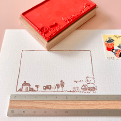 販売終了予定品・ロングセラー＊くまさんのメモ枠（名刺サイズ）【ラバースタンプ】 2枚目の画像