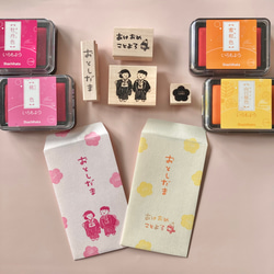 售完/兒童日式服裝【橡皮圖章40mm x 48mm】及服冬日祝福七五三新年禮包賀年片 第3張的照片