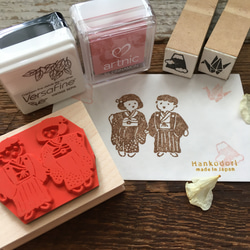 售完/兒童日式服裝【橡皮圖章40mm x 48mm】及服冬日祝福七五三新年禮包賀年片 第5張的照片