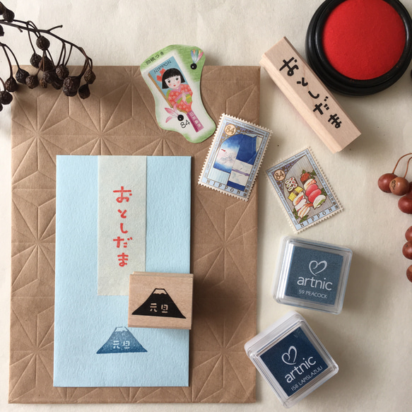 【SALE】元旦富士山【ラバースタンプ】年賀状　ポチ袋 2枚目の画像