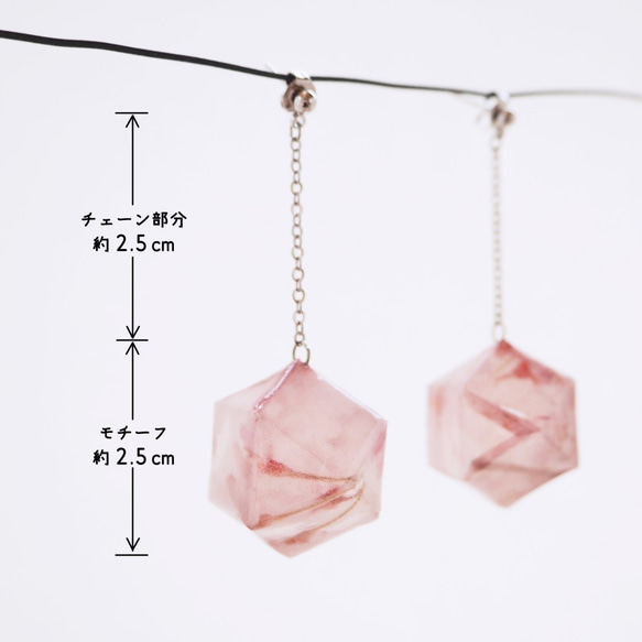 自然のカケラ_ピアス_桜 Sakura_六角形 ＜イヤリング交換可＞ 2枚目の画像