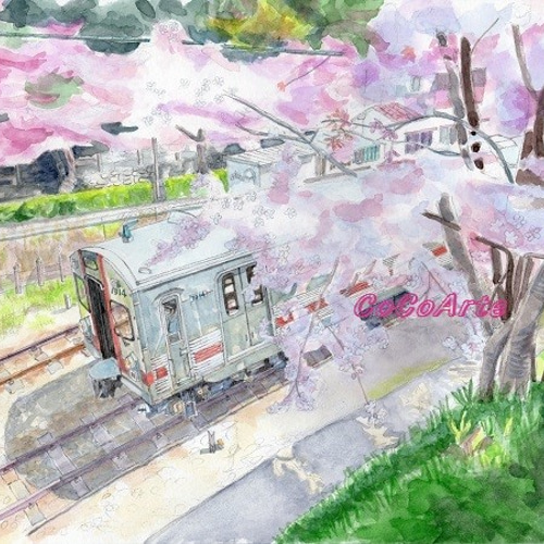 桜と電車のデジタルアート 桜と電車 絵画 CoCoArte 通販 2279226｜Creema(クリーマ