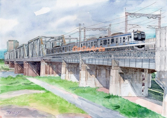 多摩川を渡る電車 1枚目の画像