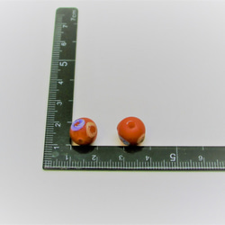 ガラスビーズ11mm玉　ドット柄　オレンジ　6個セット 2枚目の画像
