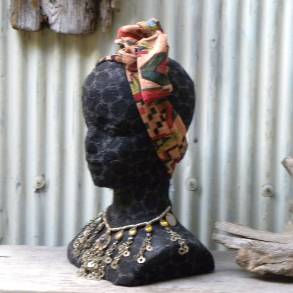 sale☆ 厚手エスニックファブリック☆ヘアターバン　針金入り 2枚目の画像