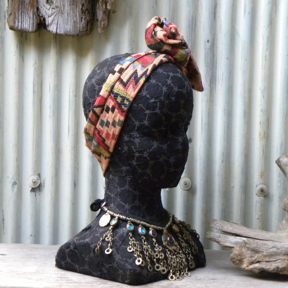 sale☆ 厚手エスニックファブリック☆ヘアターバン　針金入り 3枚目の画像