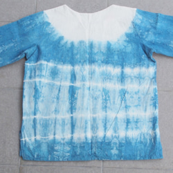 1点ものインディゴ染め（藍染）の七分袖コットンシャツ 4枚目の画像