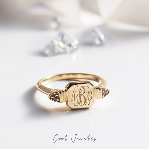 受注販売】【1~18号】英国 18k ゴールド シグネットリング