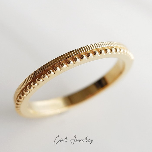 クラシカル ミル打ち テクスチャーリング SILVER925 イエローゴールド