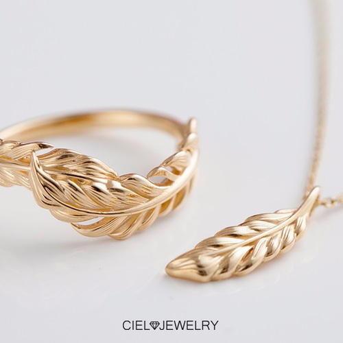 18K仕上げ 「羽」 フェザー リング 送料無料 / K18GP 指輪 指輪