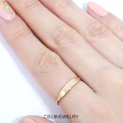 カスタムメッセージレーザー刻印リング K18 ゴールドコーティング