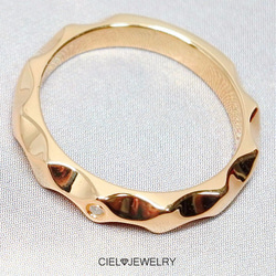 「SALE」ミラーウェーブリング CZダイヤモンド K18 ゴールドコーティング シルバー925 K18G  送料無料 10枚目の画像