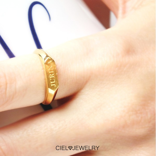 第3弾 カスタムメッセージレーザー刻印リング K18 ゴールド