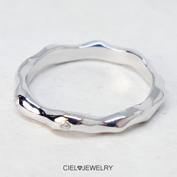 特別コラボ ダイヤウェーブ リング SV ✕ ダイヤモンド SV ロジウムメッキ シルバー 指輪 送料無料 2枚目の画像