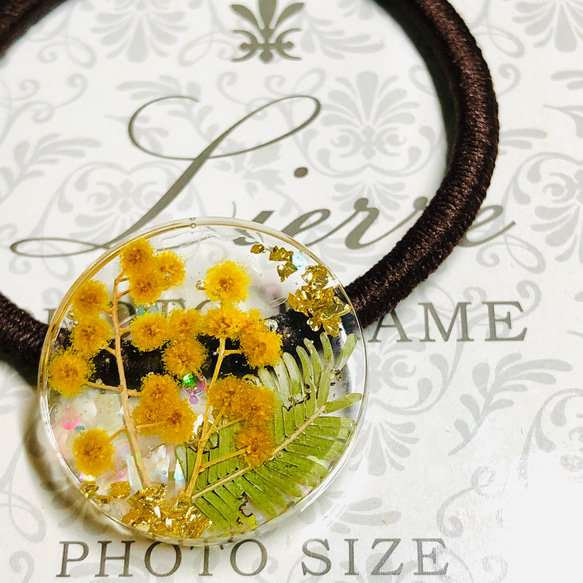 レジンヘアゴム スクエア　オレンジ　ミモザイエロー レジンヘアゴム 【SALE】970円→800円 オレンジ