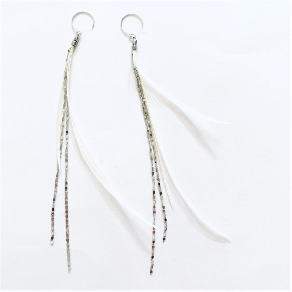ロングフェザーピアス/Silver
