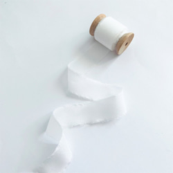 【シルクリボン】White ／ 3cm×5m 木製スプール付 2枚目の画像