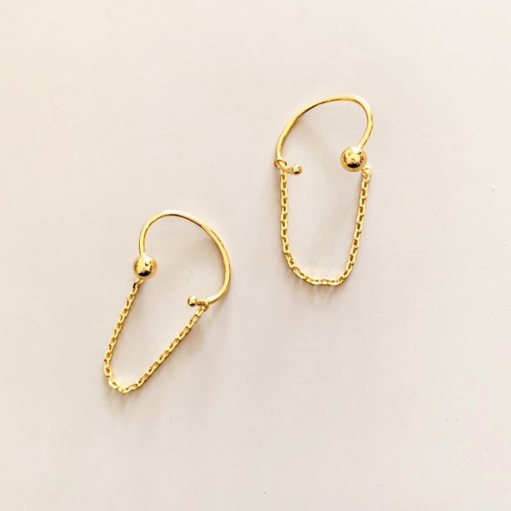 ハーフサークルチェーンピアス