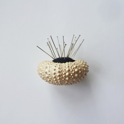 ウニ ピンクッション 針山 L 金色 sea urchin pincushion rose gold 2枚目の画像