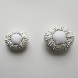 ２サイズ　ウニ ピンクッション 針山 パールホワイト sea urchin pincushion pearl white 6枚目の画像