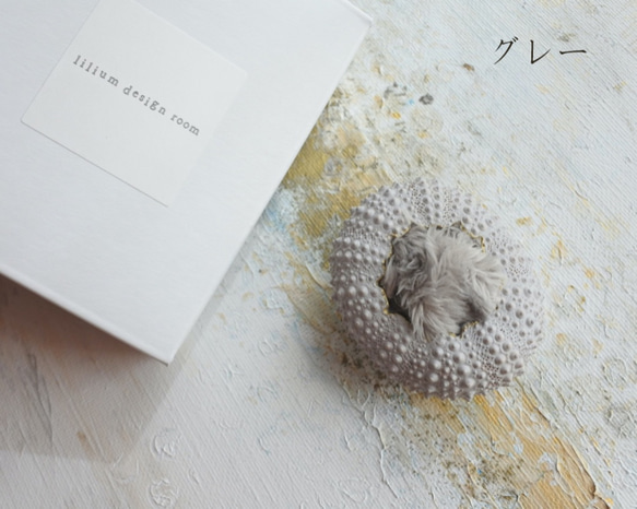 ２サイズ　ウニ ピンクッション 針山 夜明けの色 sea urchin pincushion light gray 4枚目の画像