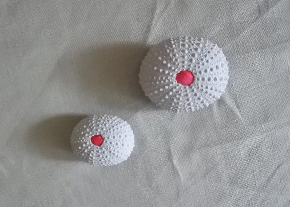 ２サイズ　ウニ ピンクッション 針山 夜明けの色 sea urchin pincushion light gray 6枚目の画像