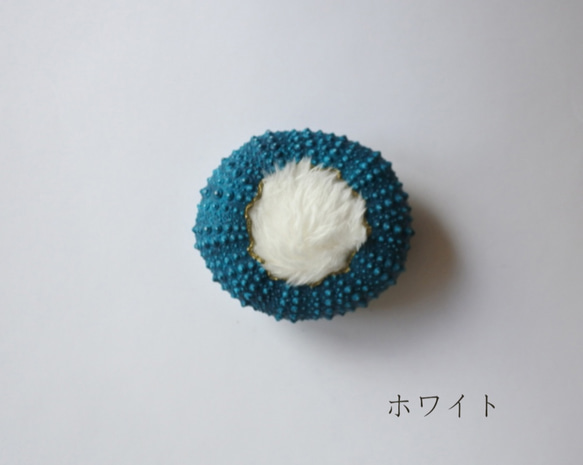 ２サイズ　ウニ ピンクッション 針山  遠い海の色 sea urchin pincushion turquoise 4枚目の画像