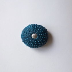 ウニ ピンクッション 針山 S 遠い海の色 sea urchin pincushion turquoise 2枚目の画像