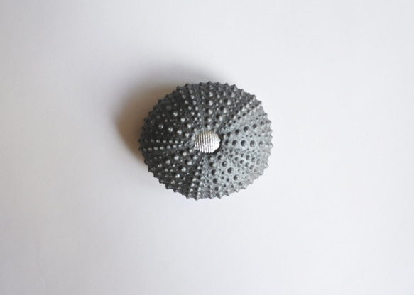 ウニ ピンクッション 針山 L 黒銀 sea urchin pincushion silver 2枚目の画像