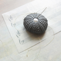 2サイズ ウニ ピンクッション 針山 黒銀 sea urchin pincushion