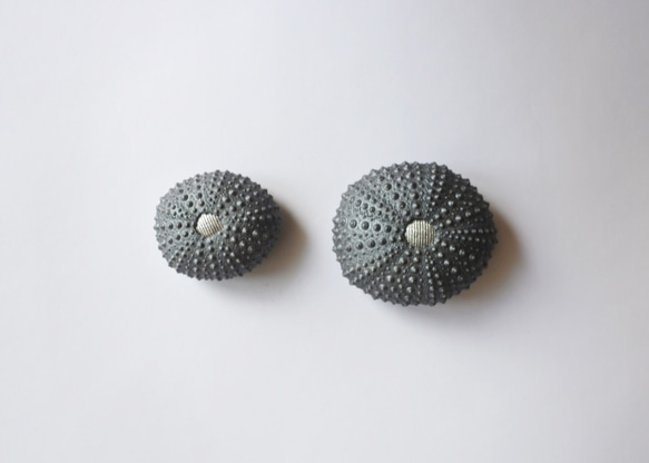 ２サイズ　ウニ ピンクッション 針山 黒銀 sea urchin pincushion silver 4枚目の画像