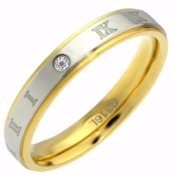 【単品】プレミアムローマ　二人の時を重ねて ネーム刻印 ステンレス指輪  [single46]