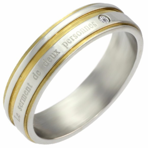 【単品】ホワイト「二人の誓い」 ネーム刻印 ステンレスペアリング 指輪  [single15]