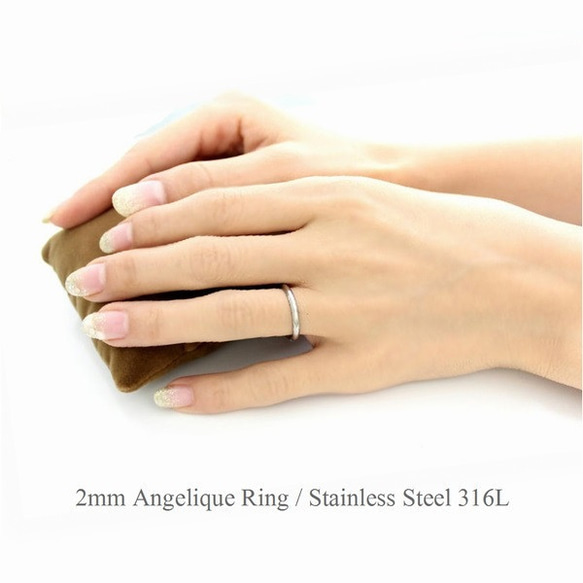 単品 【ゴールドコーティング】天使の指輪　アンジェリーク２ミリ幅/ステンレス 指輪 刻印（1本価格）singl29 2枚目の画像