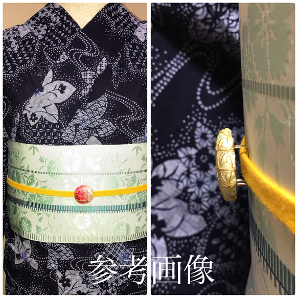 Creema限定 藍 日本刺繍帯留め＋かんざし　 8枚目の画像