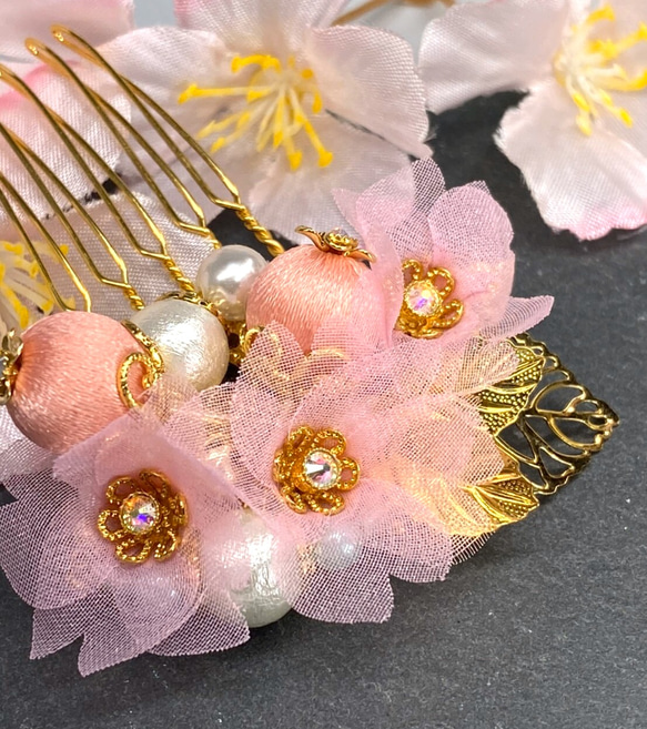 桜の髪飾り　コームタイプ　桜花　Creema限定 2枚目の画像