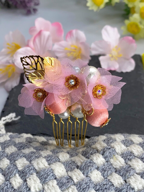 桜の髪飾り　コームタイプ　桜花　Creema限定 4枚目の画像