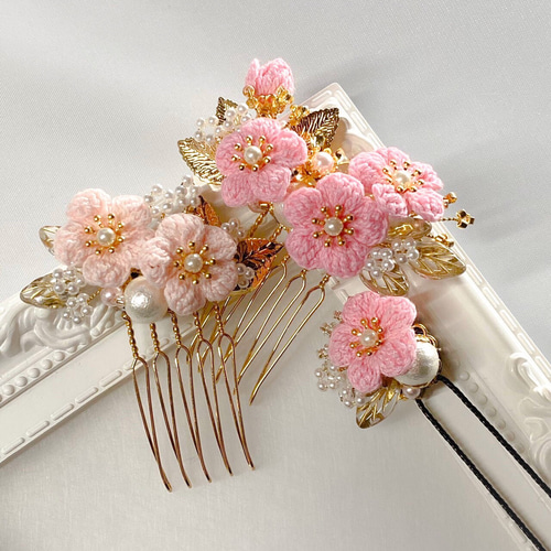 レース編み ヘアアクセサリー 編華 Creema限定 コーム mikan工房 通販