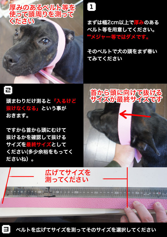 中型犬用革ハーフチョーク GX000(型押し白＋赤） 3枚目の画像