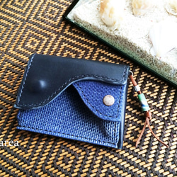 デニム調レザー コインケース 革小物 本革 マリン・サーフ・ロン