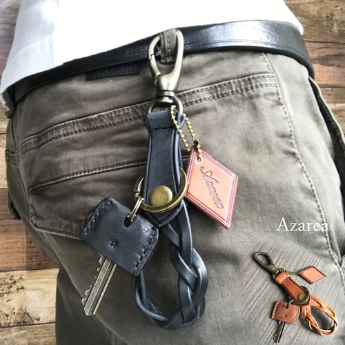 男のオシャレ革小物 キーホルダー ブラック【名入れ無料】レザー 男のオシャレ革小物 キーホルダー ブラック【名入れ無料】レザー